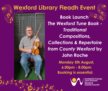 John Roche pictured with text description of book launch details